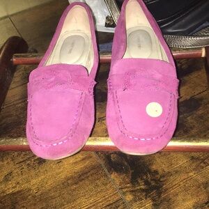 Lands' End Purple Suede Loafers with Classic Slip-On Design